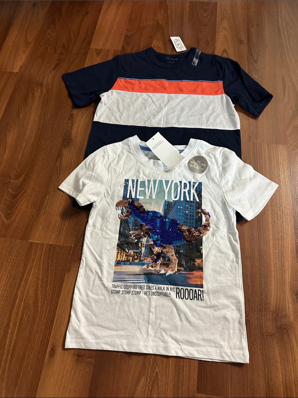 2 NWT Boys short sleeve Tshirts - reversible sequin and colour block